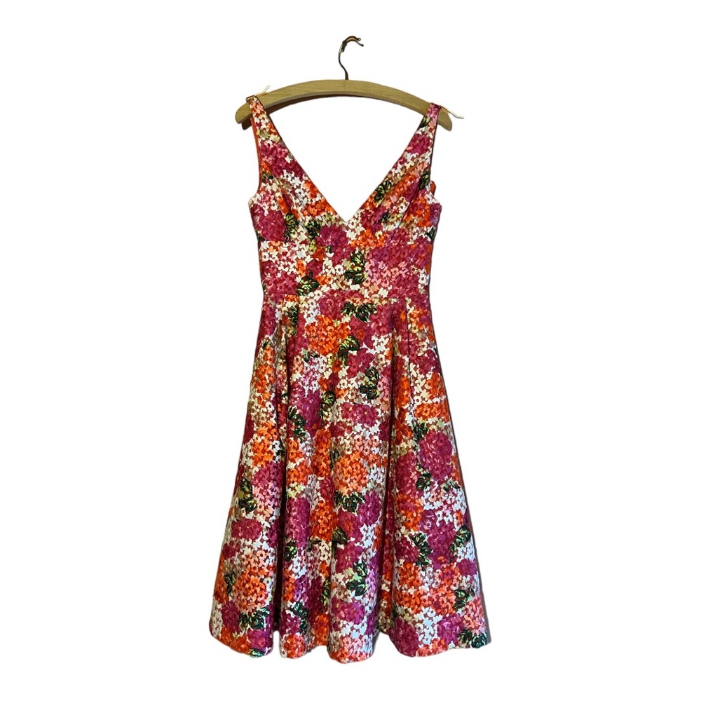 Monique Lhuillier Dress | Pink Orange floral | Wedding Prom Bridal | Size 0 NWT